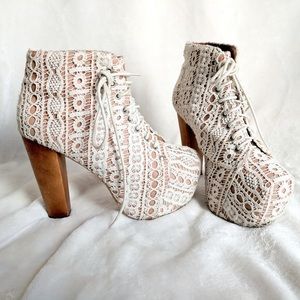 Jeffrey Campbell “Lita” Boots. White Lace. Sz 6 BN